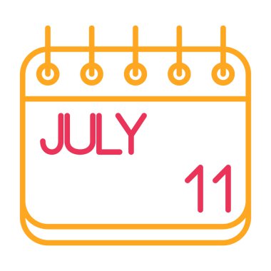 Tarz tekli 1 Temmuz takvimi. biçim, düz tasarım, beyaz arkaplan.