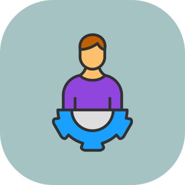 Çanta ikonlu bir adam. Web için çember ana hatları simgelerindeki bir adamın basit bir illüstrasyonu