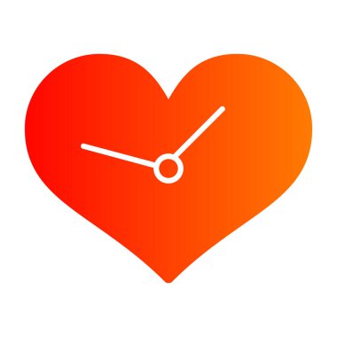 İki saati olan basit bir kalp vektör simgesi.