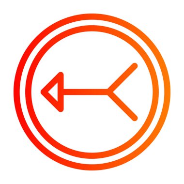 Ok simgesi. Vektör biçimi düz yuvarlak sembol, kırmızı renk, beyaz arkaplan.