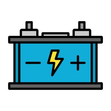 Pil güç ikonu vektörü. Ana hat pil işareti. izole edilmiş sınır sembolü çizimi