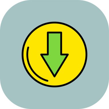 aşağı ok simgesi soyut arka grubunda izole