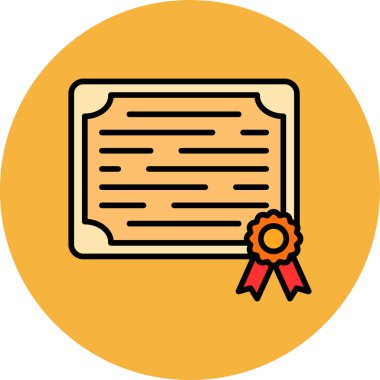 Sertifika düz vektör simgesi