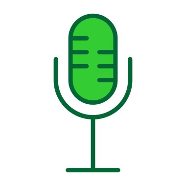 Yeşil mikrofon ikonu. Web için mikrofon vektör simgesinin özet çizimi