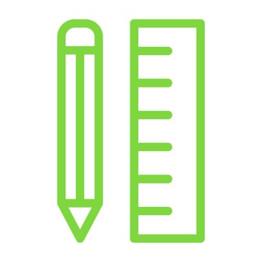 Kalem simgesi. Vektör düz biçimi yeşil simge, yuvarlak açılar, beyaz arkaplan.