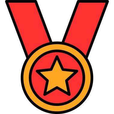 Madalya ödülü ikonu renk ana hatları vektörü