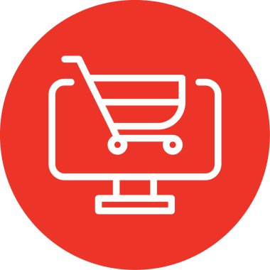 Çemberli alışveriş arabası, basit vektör çizimi