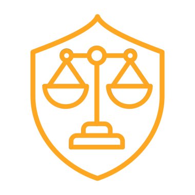 Adalet hukuku ikonu. İnce çizgi çizimi. vektör izole edilmiş dış hat sembolü