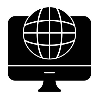 bilgisayar dünyası simgesi, basit vektör illüstrasyonu