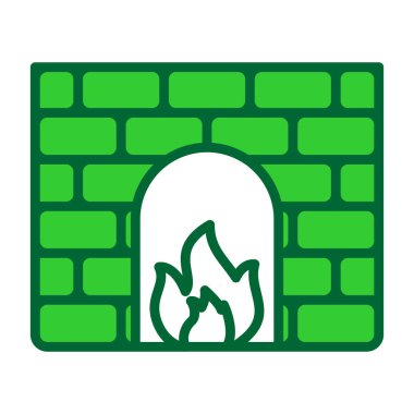 Beyaz arka planda izole edilmiş ana hatlı şömine ikonu. şömine sembolü vektör çizimi