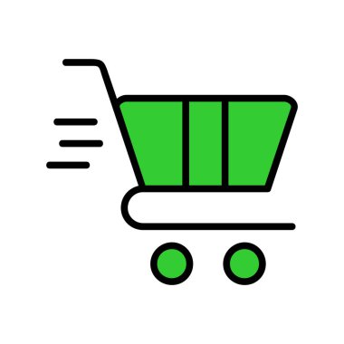 Beyaz arkaplanda izole edilmiş alışveriş arabası simgesi vektör işareti, u