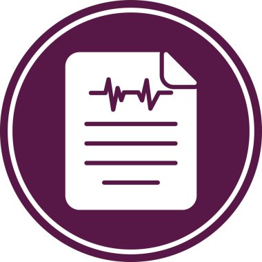 Tıbbi pano simgesi. vektör biçimi yuvarlak açılı düz ikonik sembol, mor renk, beyaz arkaplan.