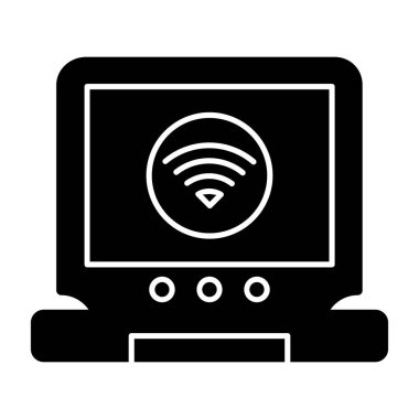 İnternet Wi-Fi simgesi. Beyaz arkaplanda izole edilmiş web tasarımı için internet wifi vektör simgesinin basit bir gösterimi