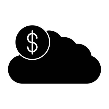 Bir bulut işareti ile izole edilmiş dolar bulutu