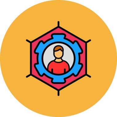 Yuvarlak ikonlu adam, basit tasarım