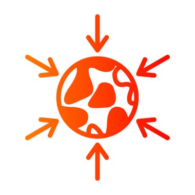 Küresel ısınma gezegeni simgesi. İnce çizgi tasarımı. vektör