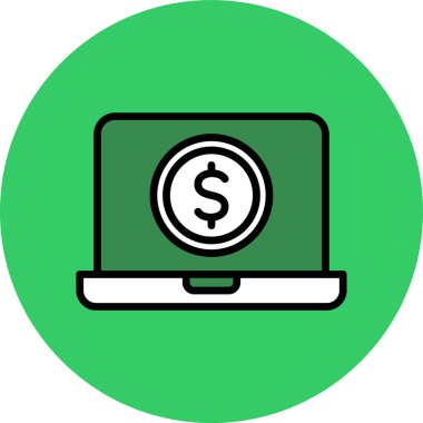 dolar sembollü dizüstü bilgisayar çizimi