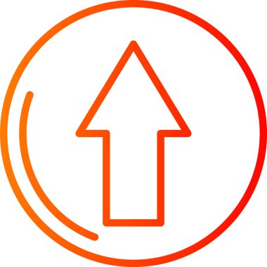 İnce çizgi biçiminde ok yukarı vektör simgesi