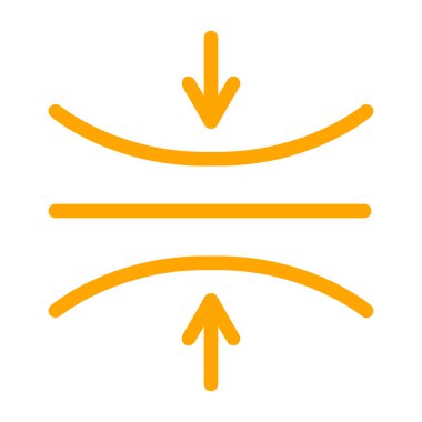 Ok simgesi. Vektör biçimi düz sembol, sarı renk, yuvarlak açı, beyaz arkaplan.