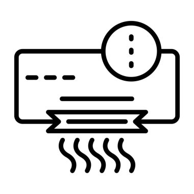 Klima hattı ikon vektörü. Havalandırma tabelası. izole edilmiş çizgi simgesi siyah illüstrasyon