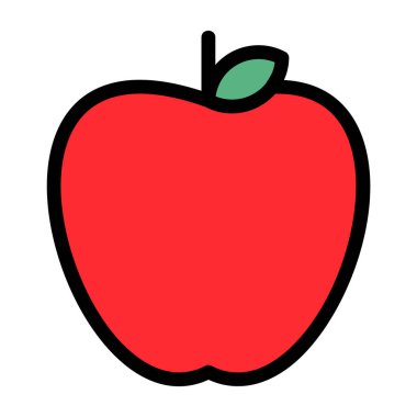 Apple meyve simgesi renk ana hatları vektörü