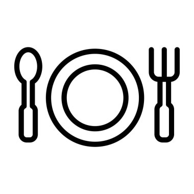 Çatal bıçak takımı ince çizgi vektör simgesi