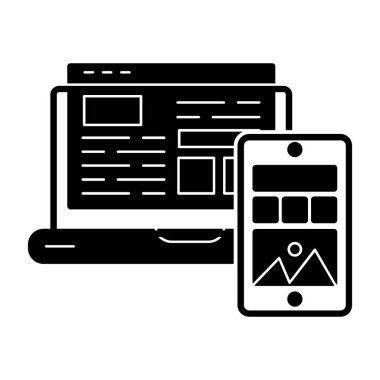 cep telefonu ve akıllı telefon simgesi. Tablet ve akıllı telefonun tabletli ve akıllı telefon ikonlu vektör çizimi. beyaz arkaplanda izole