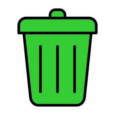 Çöp tenekesi düz simgesi, vektör illüstrasyonu