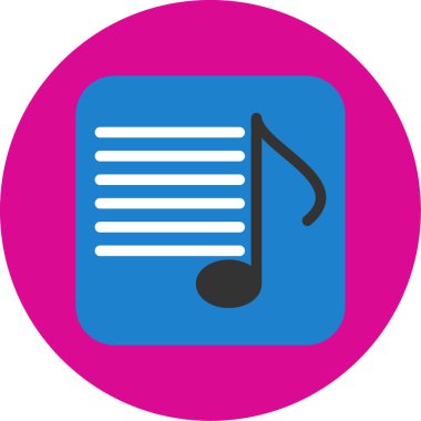 Beyaz arkaplanda izole edilmiş düz stil müzik nota simgesi