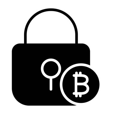Bitcoin kilit simgesi. düz tasarım biçimi.