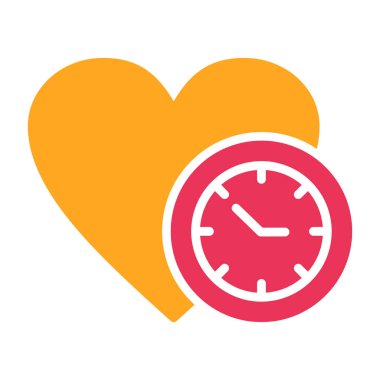 Saat simgesi vektör illüstrasyon tasarımlı aşk kalbi