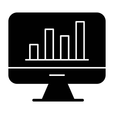 Grafik simgesi olan bilgisayar monitörü, basit biçim