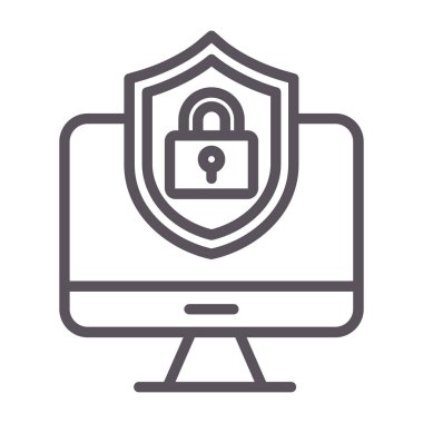 Güvenli kilit vektör çizgisi, düzenlenebilir vuruş doğrusal simgesi