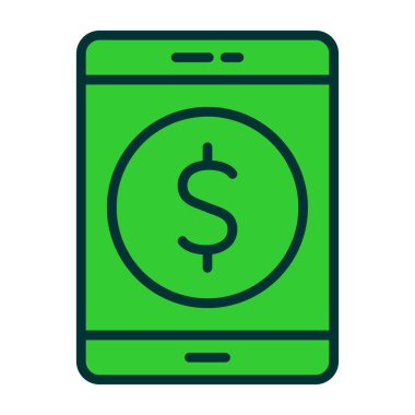 mobil dolar ikon vektör illüstrasyonu