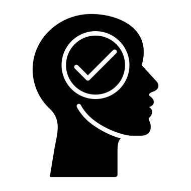 insan beyni ikonu olan bir kafa, vektör illüstrasyonu