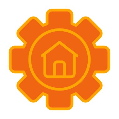 Beyaz arka planda turuncu ev ayarları. vektör illüstrasyonu.