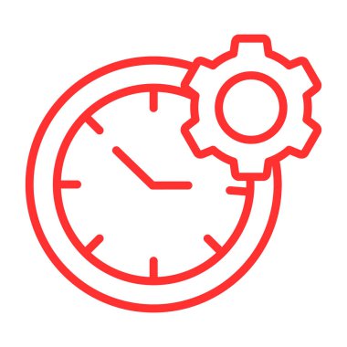 beyaz arka planda dişli saat simgesi. çizgi renk biçimi. vektör illüstrasyonu