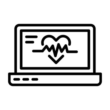 kalp monitörü çizgi simgesi, illüstrasyon kavramı, sembol, vektör işareti, doğrusal sembol.