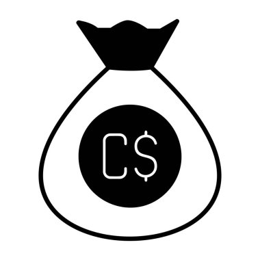 Dolar torbası ikonu. Beyaz arkaplanda izole edilmiş web tasarımı için para çantası vektör simgesi taslağı