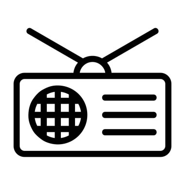 TV vektörü ince çizgi simgesi