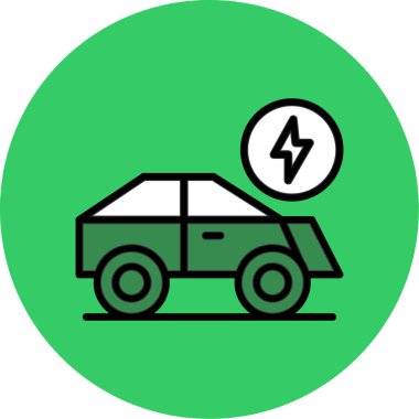 Elektrikli araba simgesi vektör illüstrasyonu
