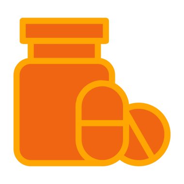 Bir şişe hap ikonu. Web için hap vektör simgeleriyle birlikte şişe tasviri