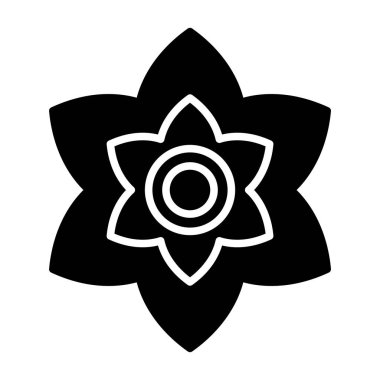 Dekoratif çiçek katı ikonu, çiçek ve taç yaprakları, çiçek vektör tasarımı