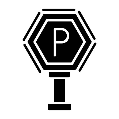 Park yeri ikonu. Beyaz arkaplanda izole edilmiş web tasarımı için ana yol trafik vektörü simgesi