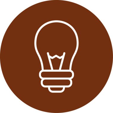 Ampul vektör simgesi. biçim düz yuvarlak simge sembolü, kahverengi renk, beyaz arkaplan,