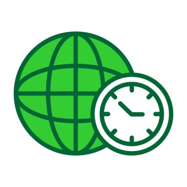 Saati olan yeşil küre, vektör illüstrasyonu