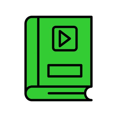 Video oynatıcı simgesi renk ana hatları vektörü