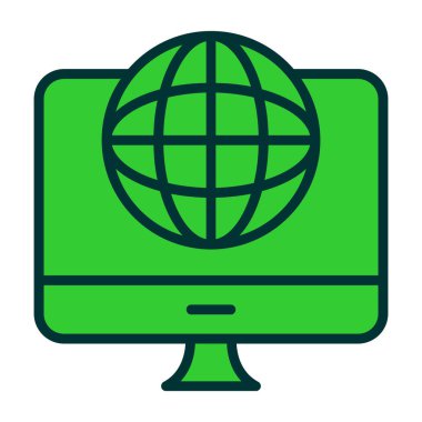 dünya haritası simge vektör illüstrasyon tasarımlı dizüstü bilgisayar