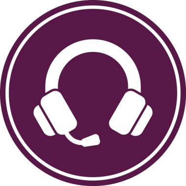 Kulaklık vektör simgesi. biçim düz yuvarlak simge sembolü, renkli yuvarlak açılar, beyaz arkaplan.