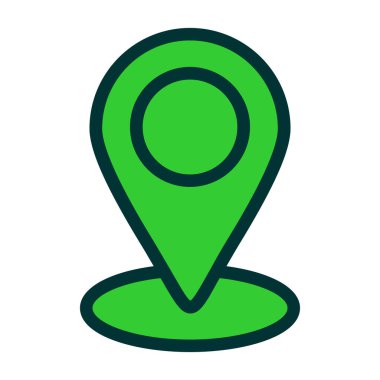 konum simgesi. beyaz arkaplanda izole edilmiş konum konum pin vektör rengi